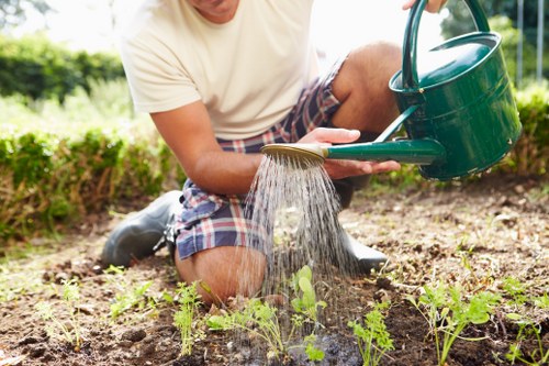 Inspector reviewing lawn care records during investigation